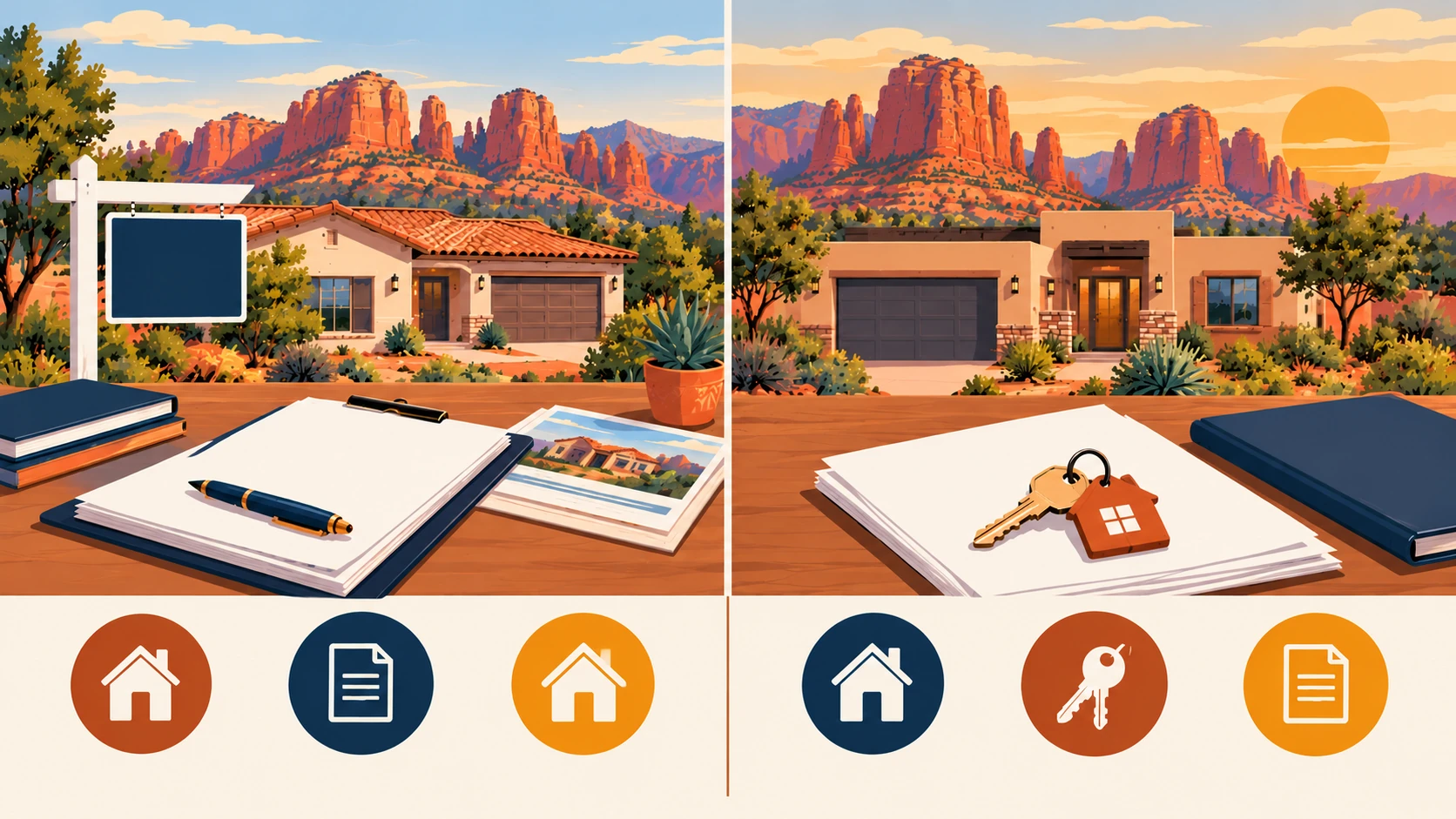 Comparison graphic for a traditional listing and a Marnick cash sale in Sedona
