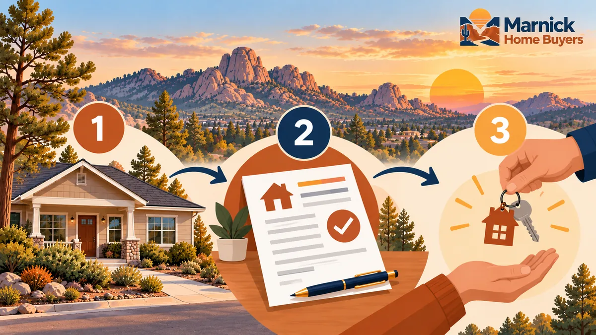 Three-step home sale process in Prescott Arizona from property review to offer to closing